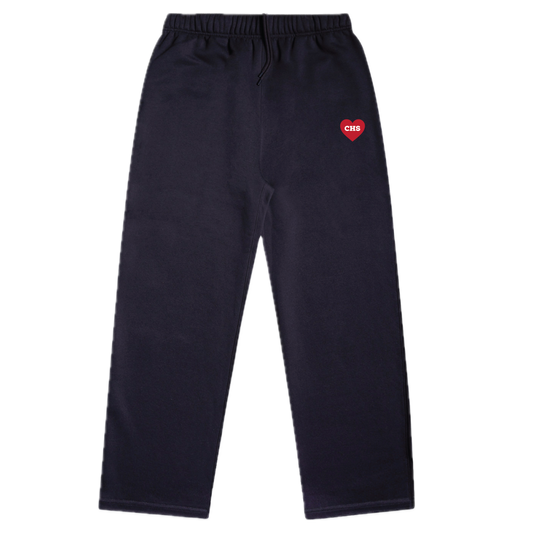 Carlmont Embroidered Red Heart Cuffless Sweatpants