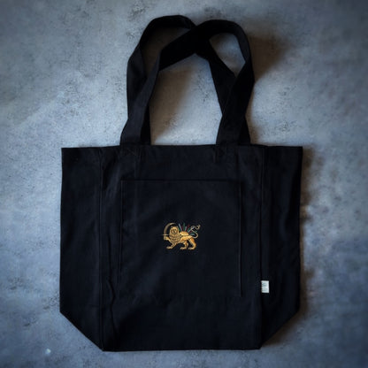 Embroidered The Lion and The Sun Eco friendly Tote with Pockets