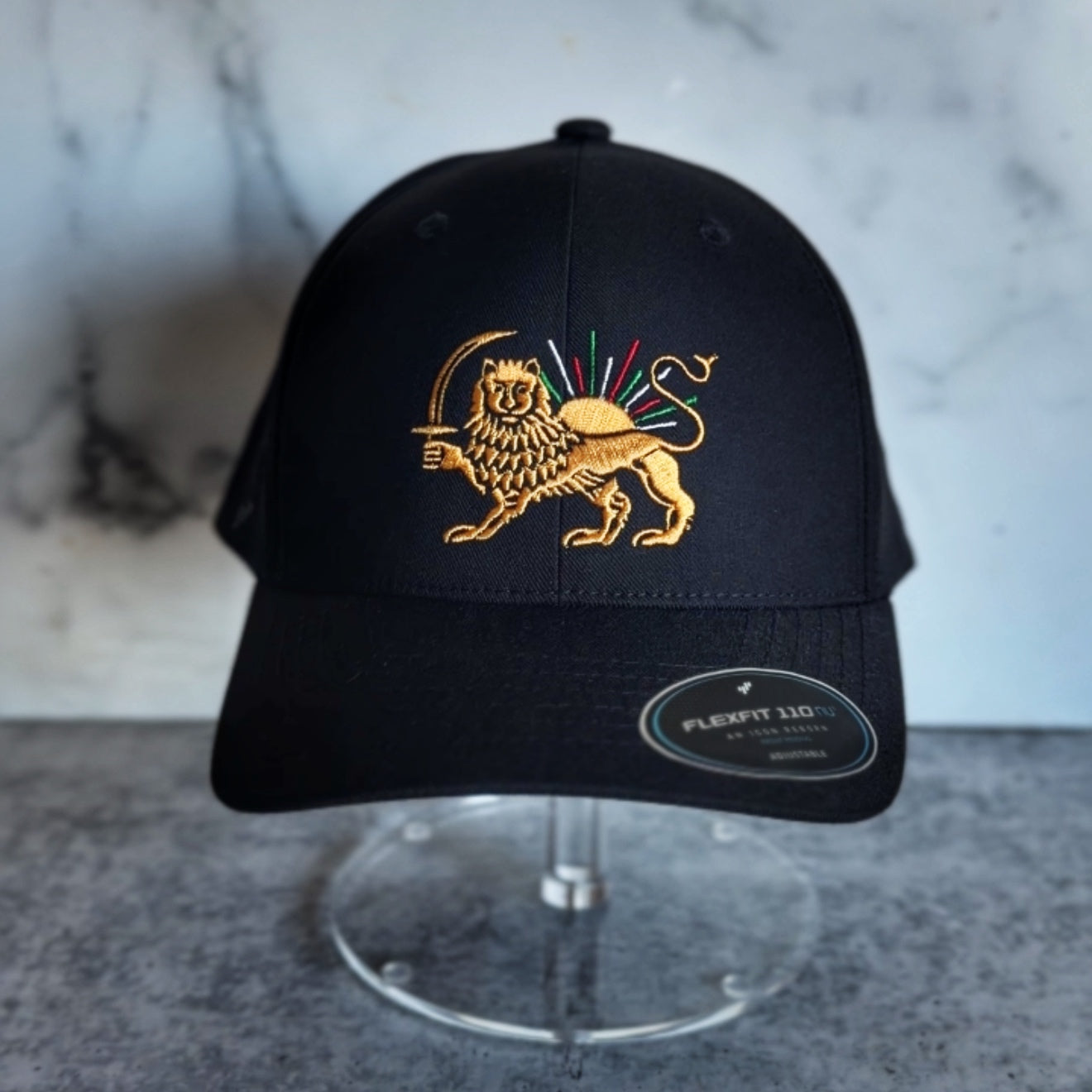 The Lion and the Persian Sun Baseball Hat - Iranian Flag Rays of Sun